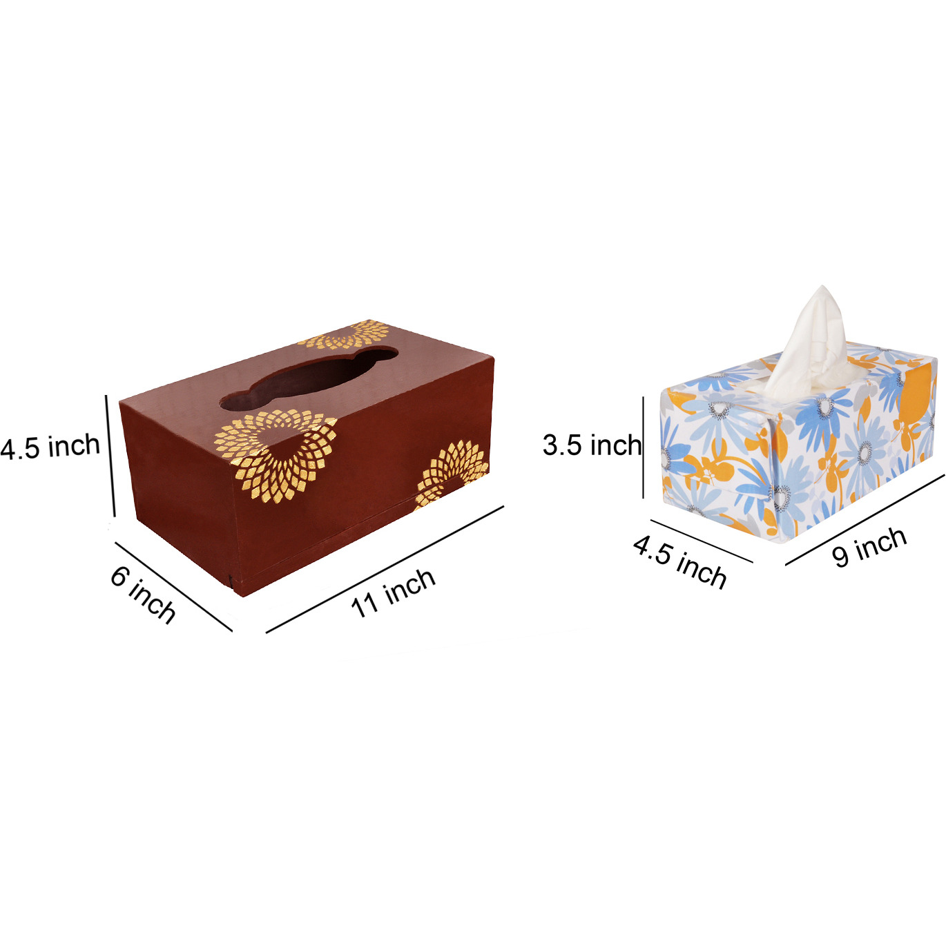 Wooden Tissue Box Cover with Slide-Out Bottom Panel for Home Decoration Dining Table D??cor Hand painted Tissue Dispenser Holder (Size: 11X6X4.5, Color: Black)