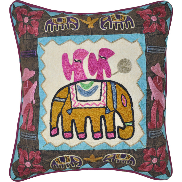 Indian Pillow Cushion Cover Patchwork Elephant Embroidered Covers House Warming