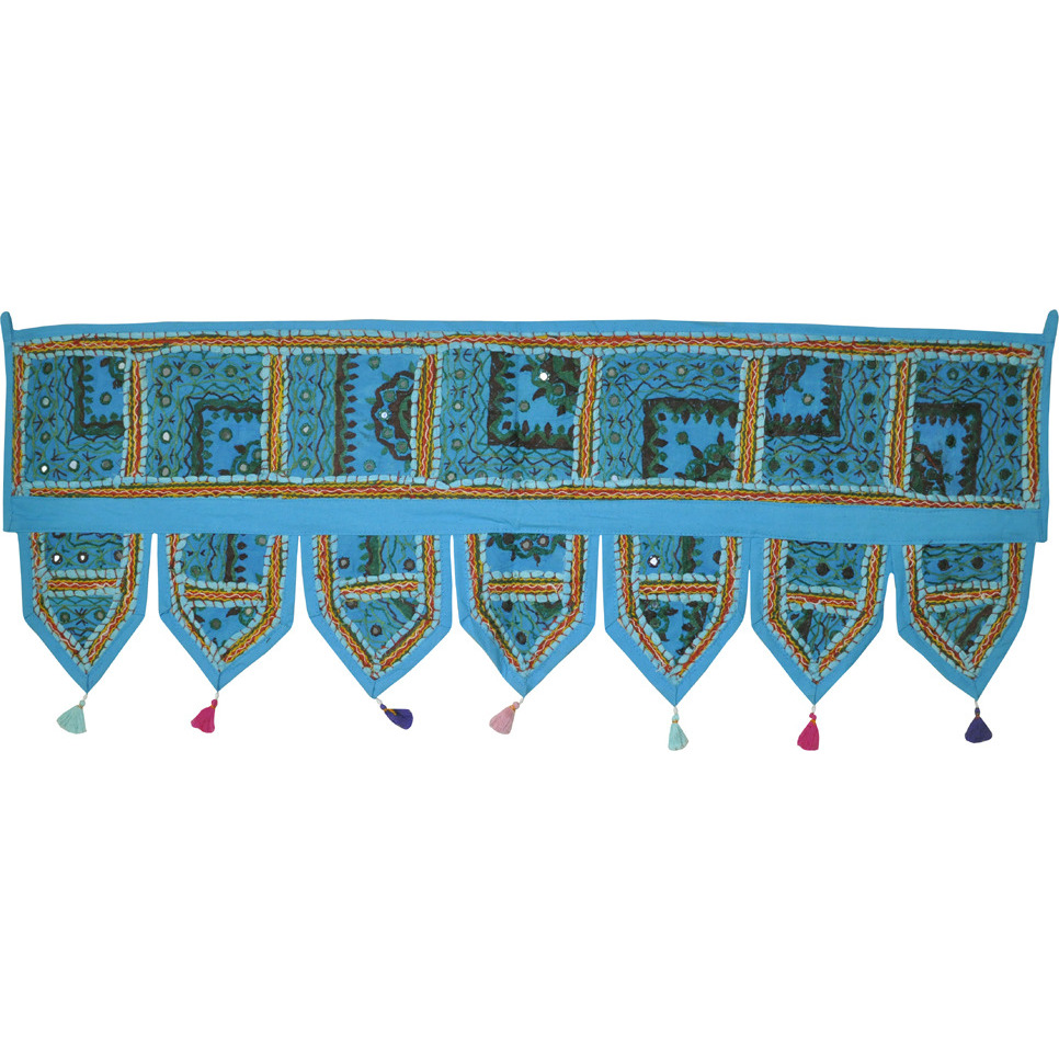 Indian Colorful Door Hanging Topper Embroidered Window Valance Vintage Toran 42 Inch