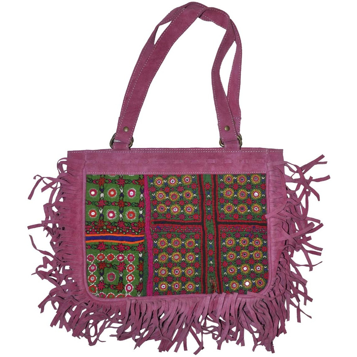 Indian Classic Cotton Bag Embroidered Pink Fabric Women's Fashion Shopping Bag