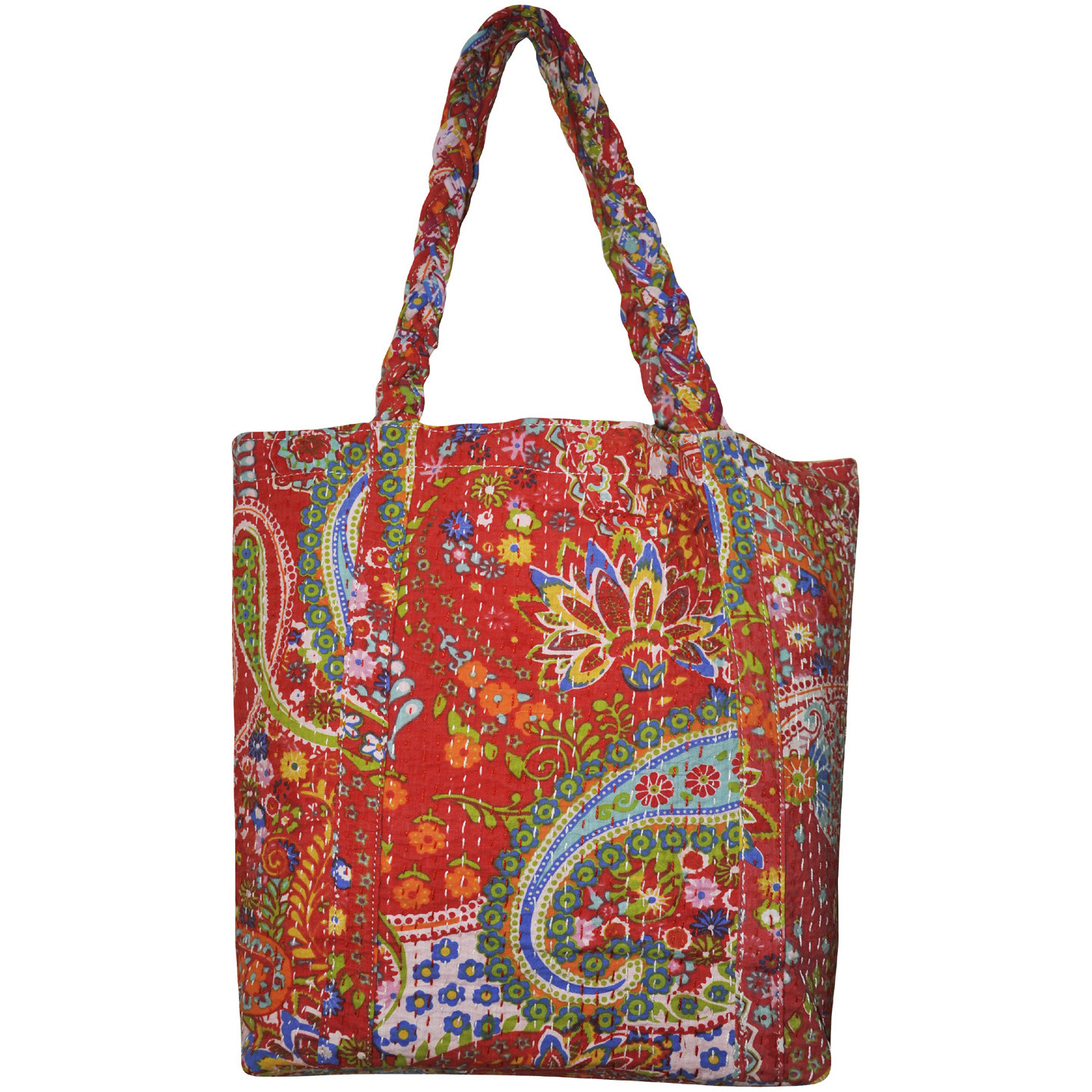 Women Flower Printed Cotton Red Purse Tote Handbag Shoulder Bag Women's Gift