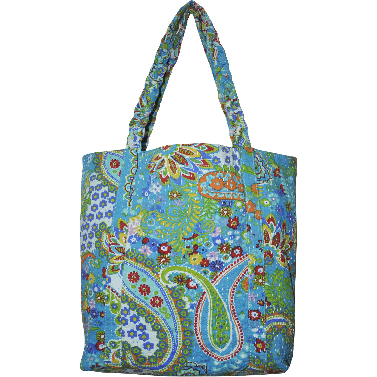 Ladies Bag Cotton Turquoise Women Shopping Tote Shoulder Bag 45 Cm