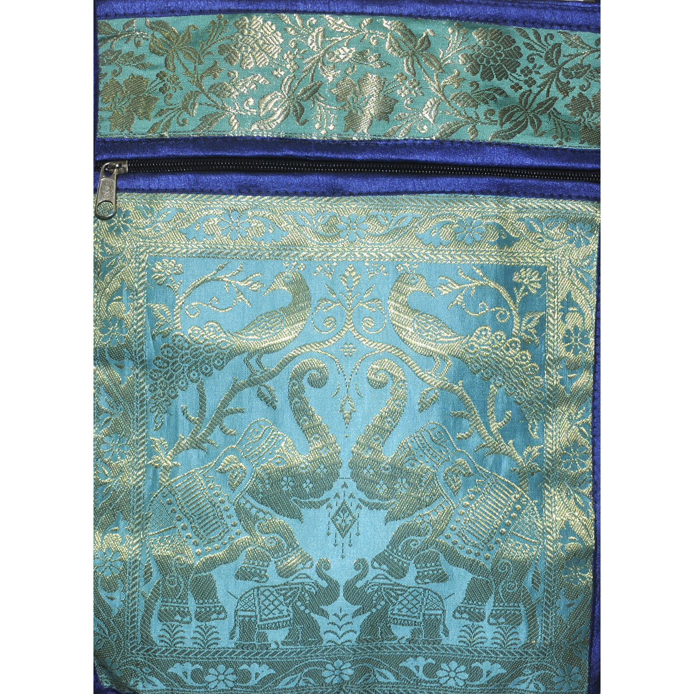 Cross body Women's Fashion Bags Blue Silk Brocade Messenger Shoulder Bags 10x15 Inch