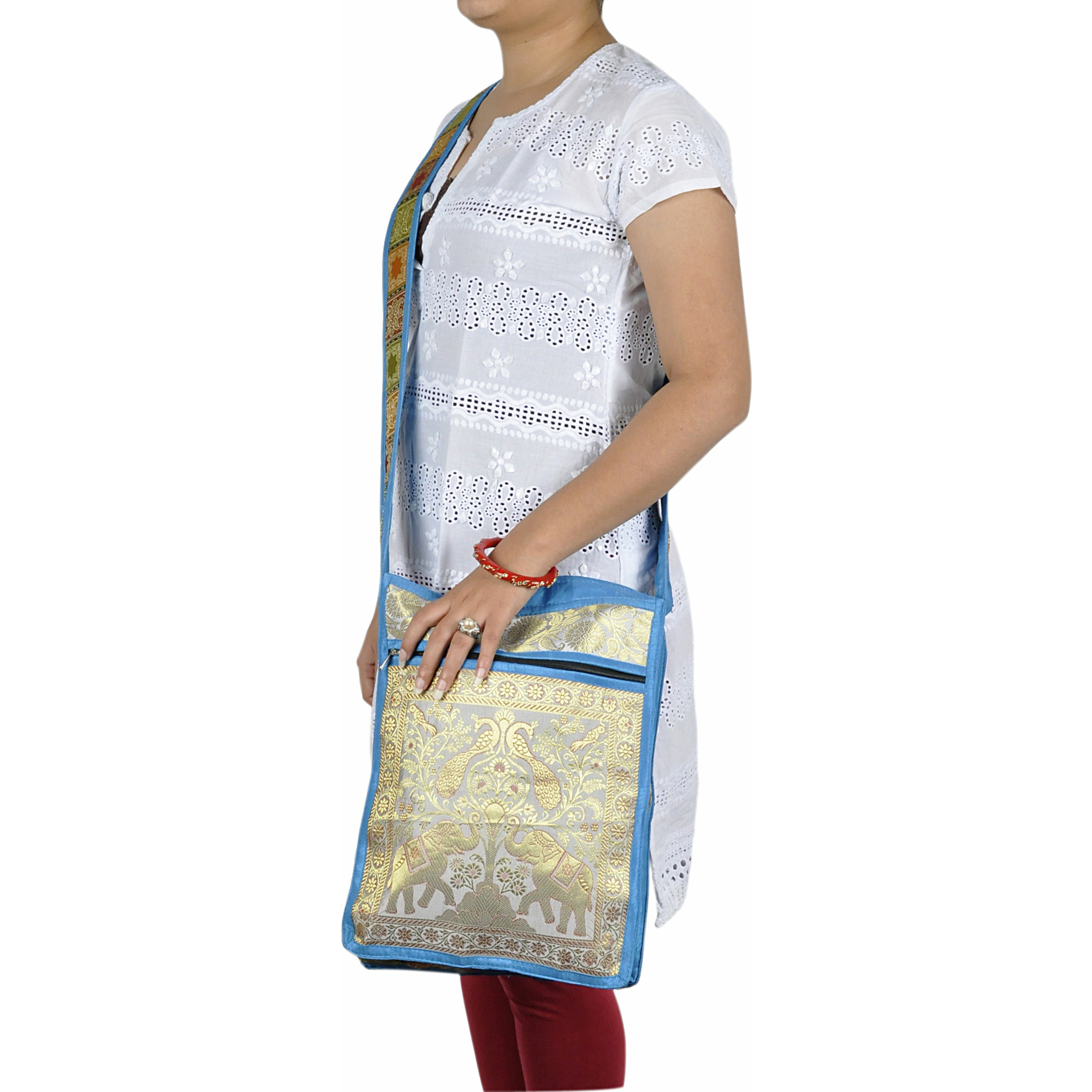 Silk Indian Shoulder Sling Bag Silk Brocade Animal Cross Body Bag Women's Gift