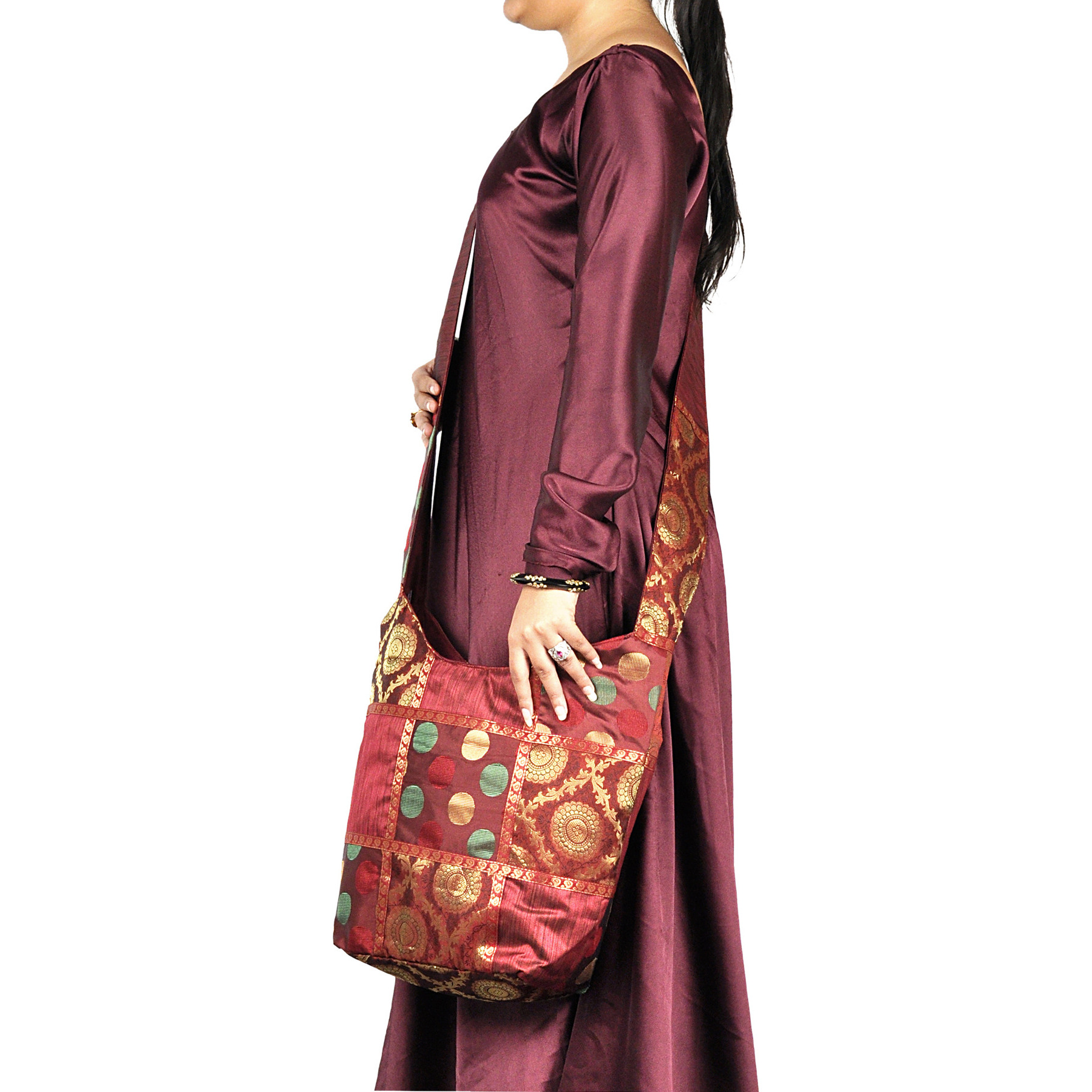 Ladies Beautiful Shoulder Handbags Patchwork Silk Exclusive Shoulder Bags