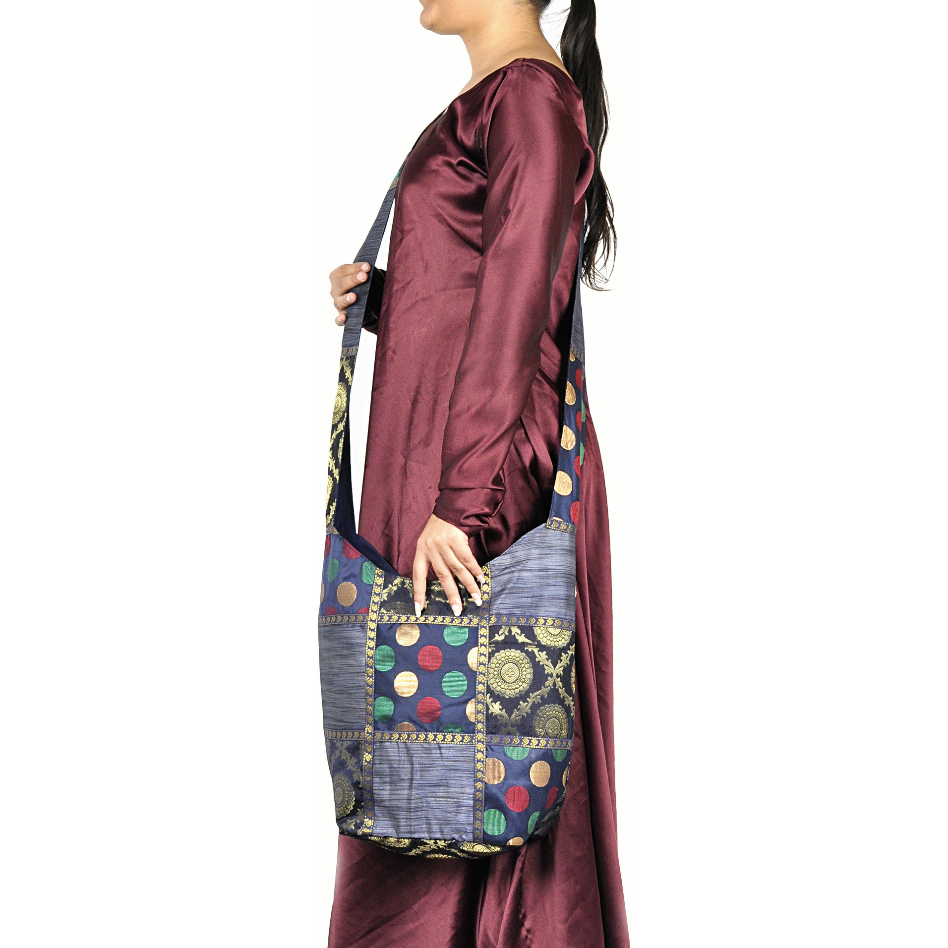 Ethnic Women Shoulder Bag Silk Brocade Patchwork Exclusive Handmade Jhola Bag 30