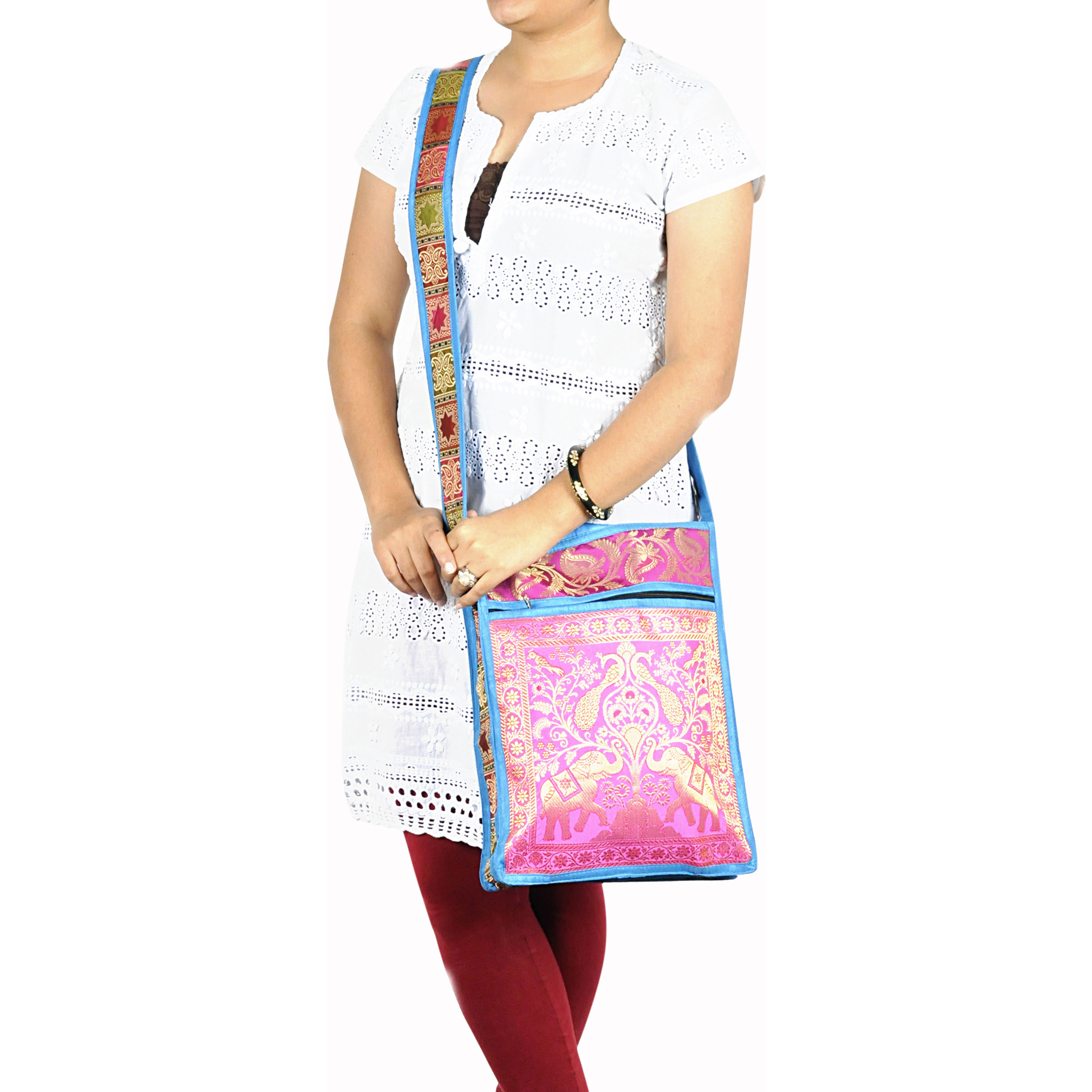 Ladies Designer Silk Bags Brocade Silk Brocade Cross Body Shoulder Bag Exclusive
