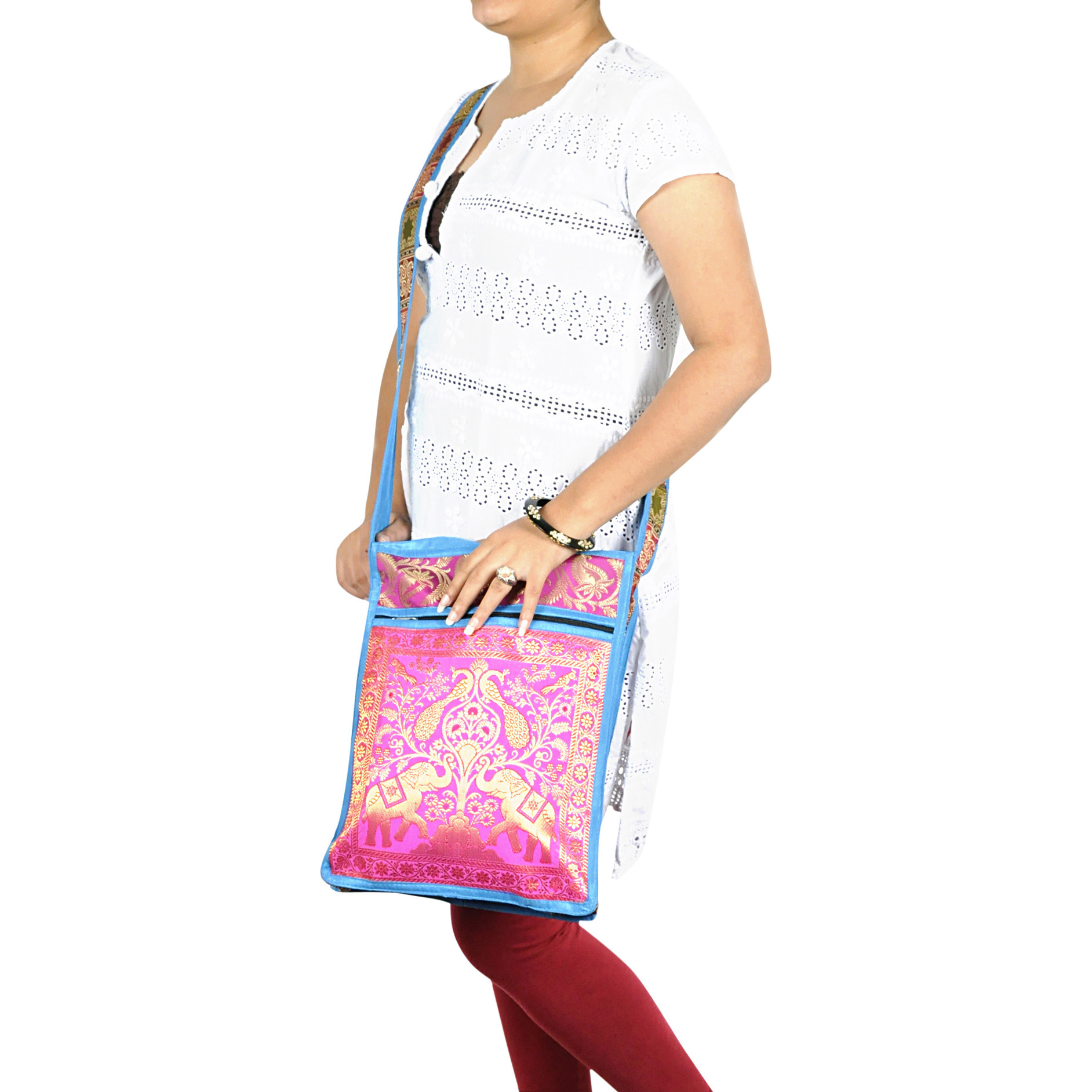 Ladies Designer Silk Bags Brocade Silk Brocade Cross Body Shoulder Bag Exclusive
