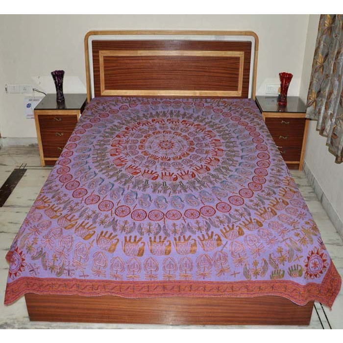 Gift Bedspread Cotton Embroidered Floral Design Decor Throw Bed Sheet