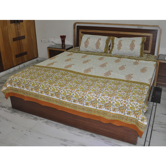 Indian Cotton Bedspread Vintage Bed Sheet Pillow Covers New