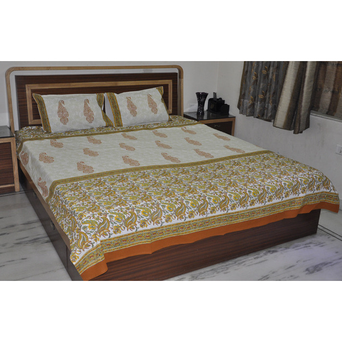 Indian Cotton Bedspread Vintage Bed Sheet Pillow Covers New