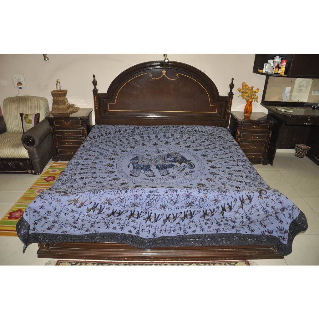 Indian Cotton Bed Spreads Blue Bedroom Embroidered House Warm Bedding Bed Sheets