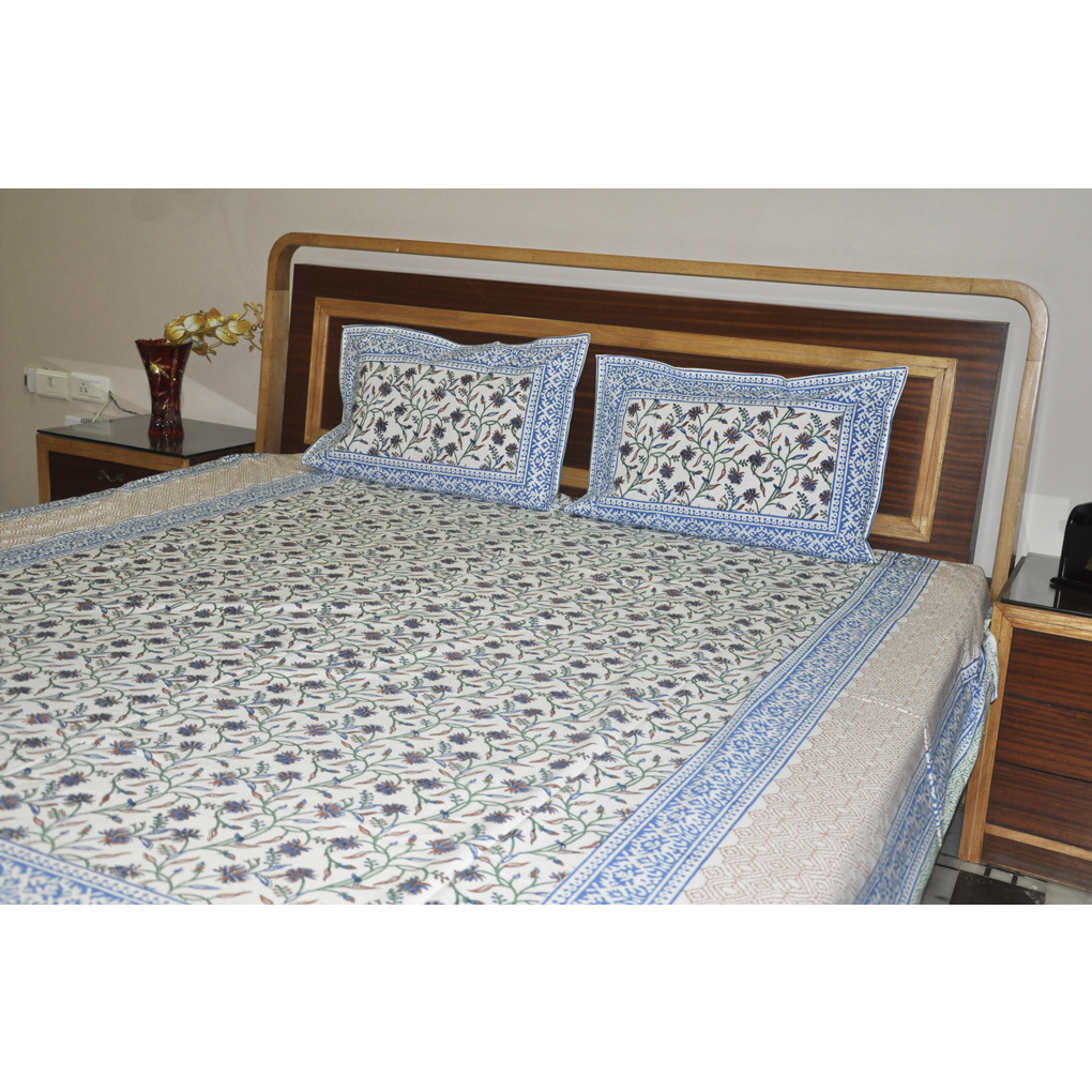 New Cotton Printed S Double Bedding Bed Sheet Pillowcases Set 108 Inch