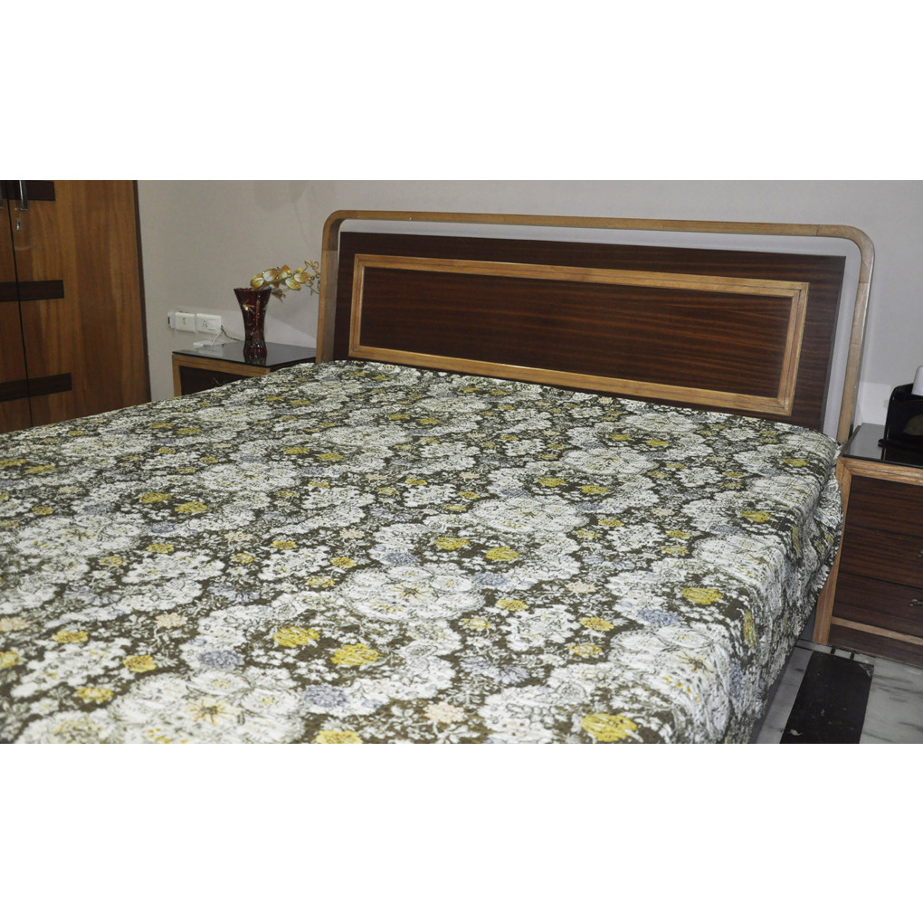 Brown Printed Double Bed Sheet Bed Cover Bedspread Tapestry 113 Cm