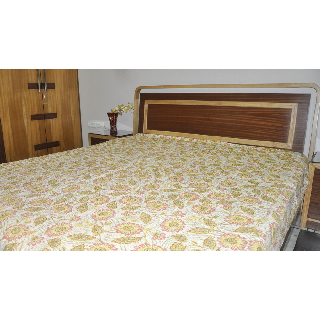 Handmade Cotton Block Printed Bedspreads House Warming Bedding Bedsheet Cover