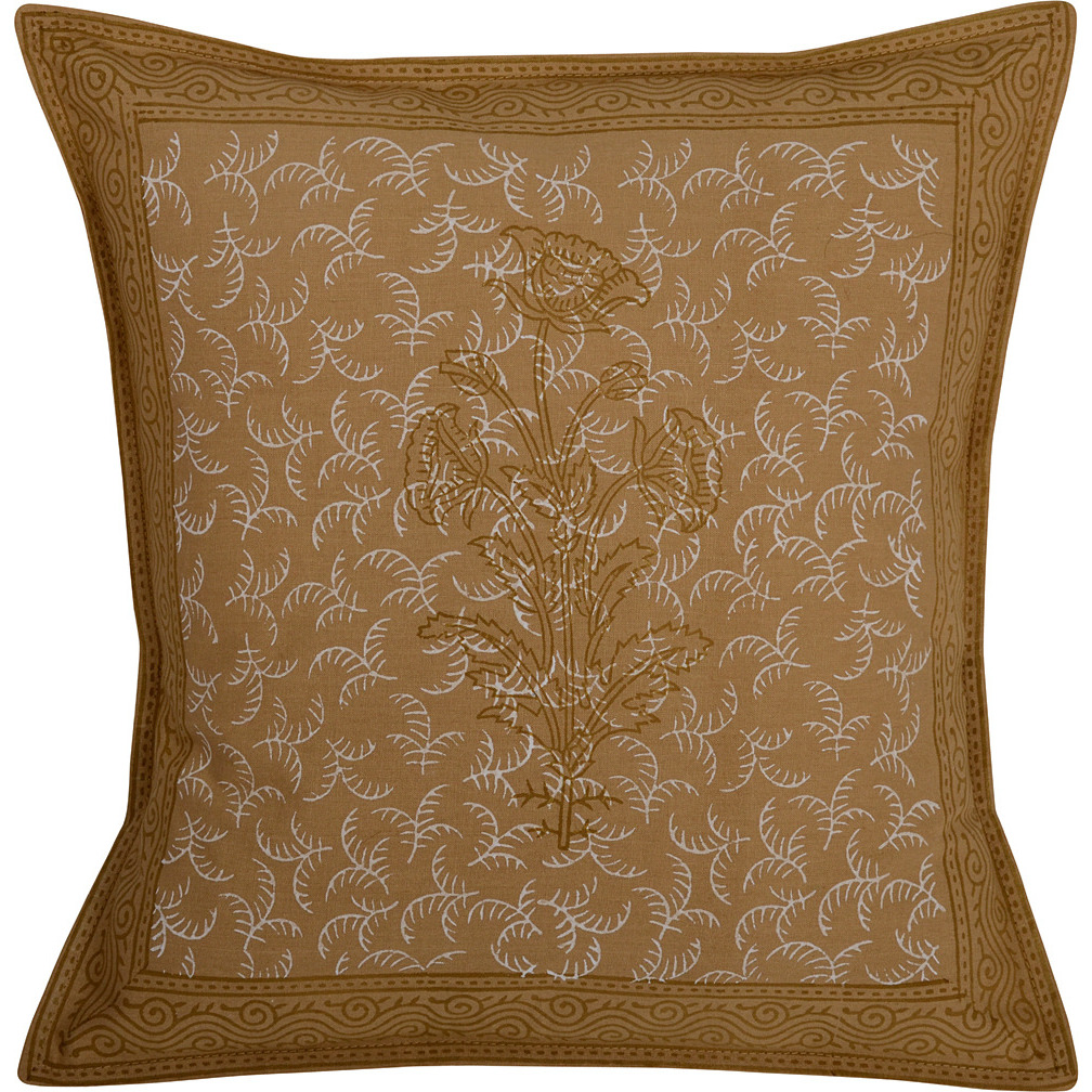 Indian Cotton Cushion Covers Pair Brown Sofa Decorative Square Pillow Cases 40 Cm