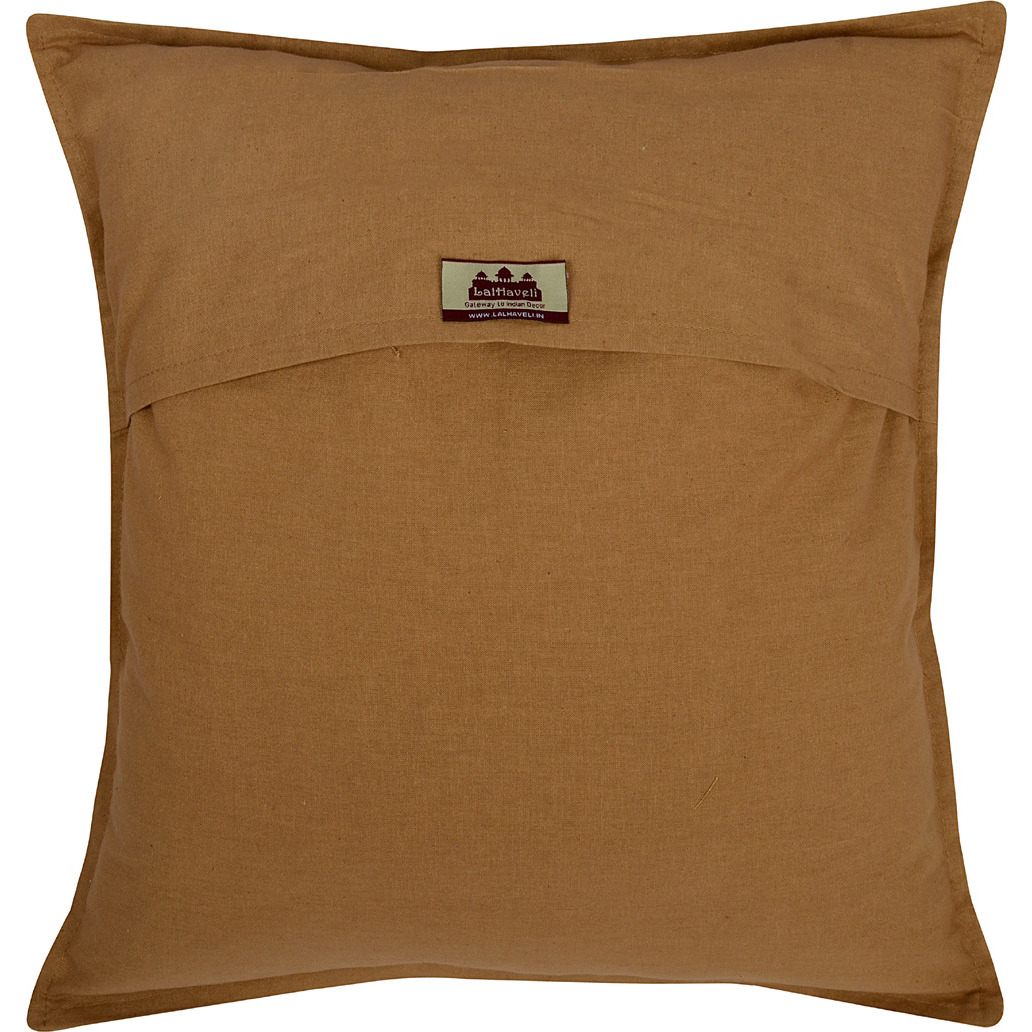 Indian Cotton Cushion Covers Pair Brown Sofa Decorative Square Pillow Cases 40 Cm