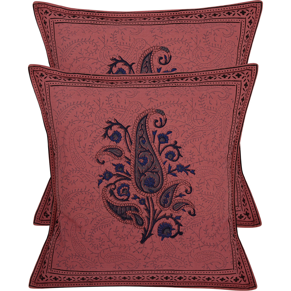 Indian Cushion Cover Floral Paisley Design Cotton Pillow Case 16 Inch House Warming
