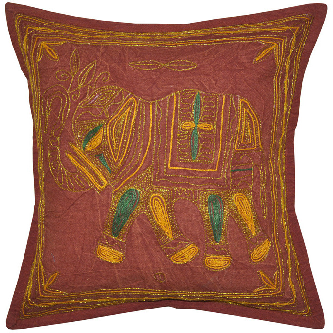 Indian Cushion Cover Embroidered Zari Designer Pillow Cases House Warming Gift