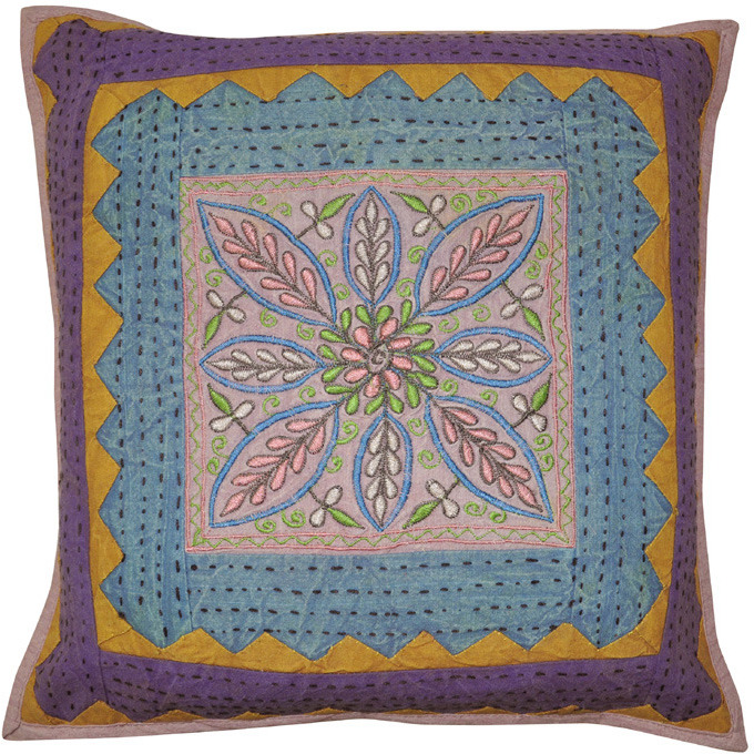 New Cushion Cover Cotton Embroidered Floral Indian Pillow Case House Warming