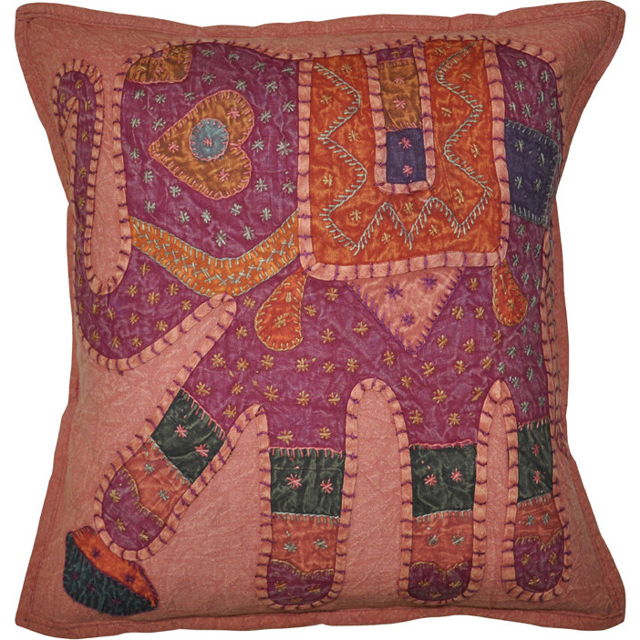 Cotton Cushion Cover Adorn Patchwork Embroidery Work 16 Inch Set 2 Pc