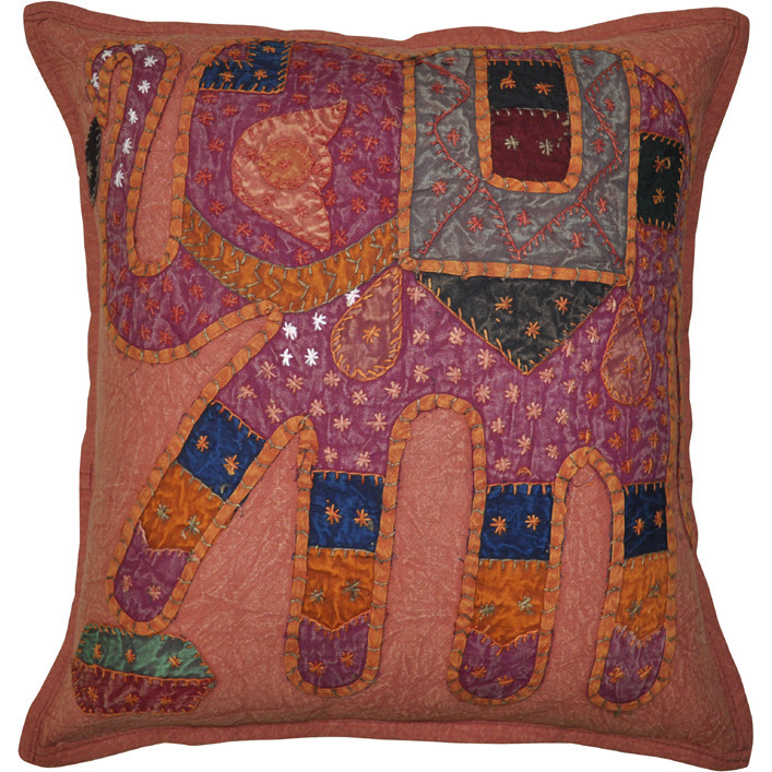 Cotton Cushion Cover Adorn Patchwork Embroidery Work 16 Inch Set 2 Pc