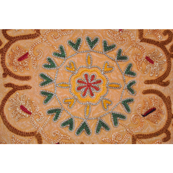 Handmade Cotton Cushion Covers Pair Embroidered Circle Orange Pillowcases 40 Cm