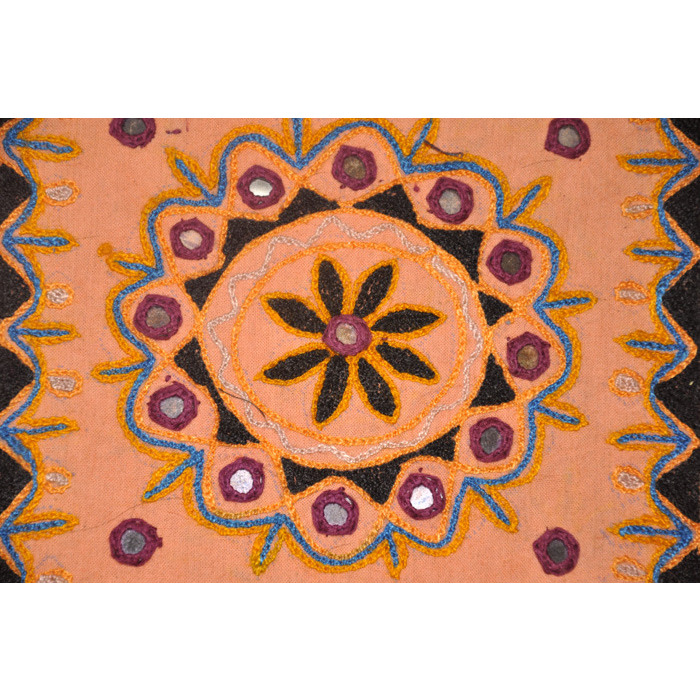 Indian Cotton Cushion Covers Brown Mirror Brocade Square Pillow Covers Pair 43 Cm
