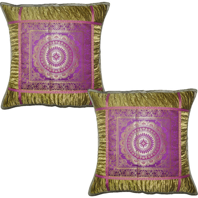 Indian Mandala Pillow Cases Pair Home Decor Sofa Brown Square Pillowcases 43 Cm