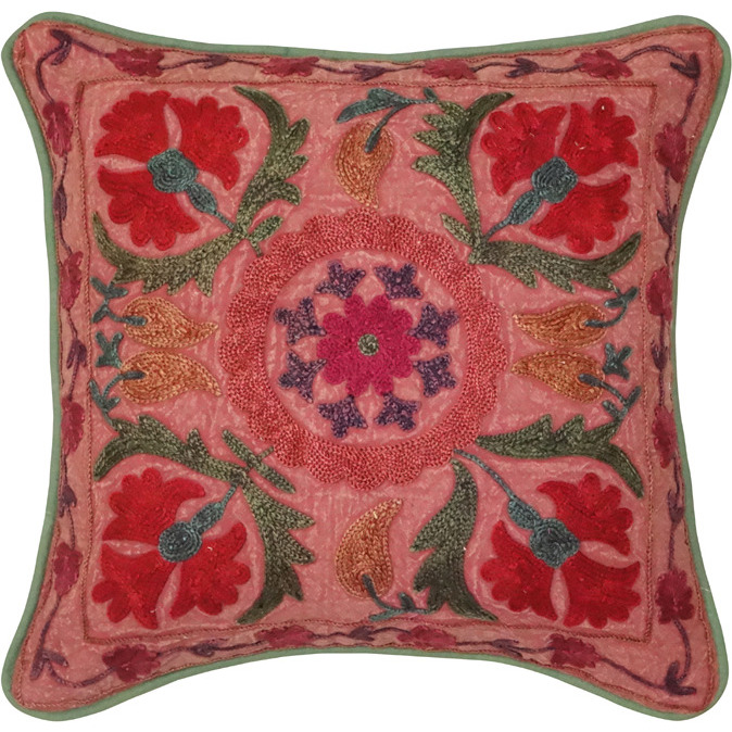 Indian Cotton Embroidered Cushion Pillow Cases Covers Pair House Warming Gifts