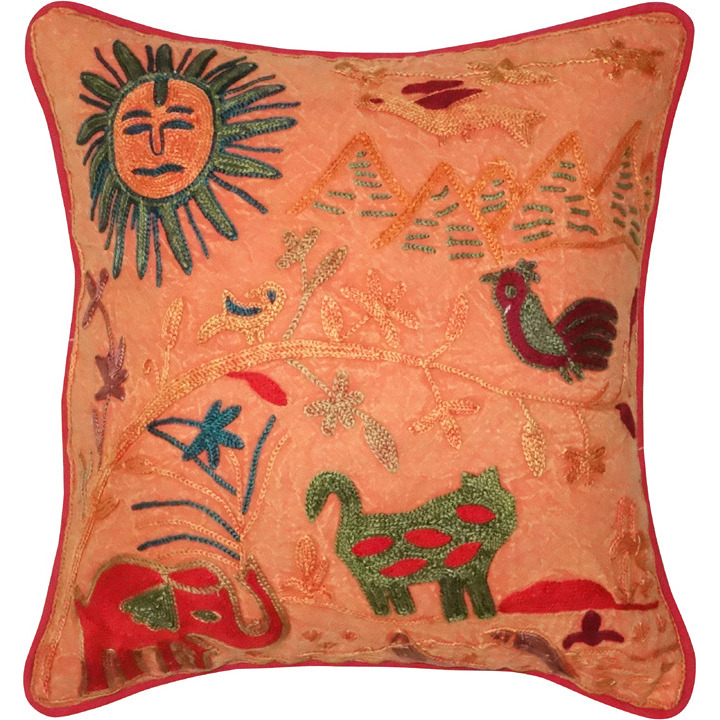 New Indian Cushion Covers Embroidered Cotton Orange Pillow Cases Home Decor Gift