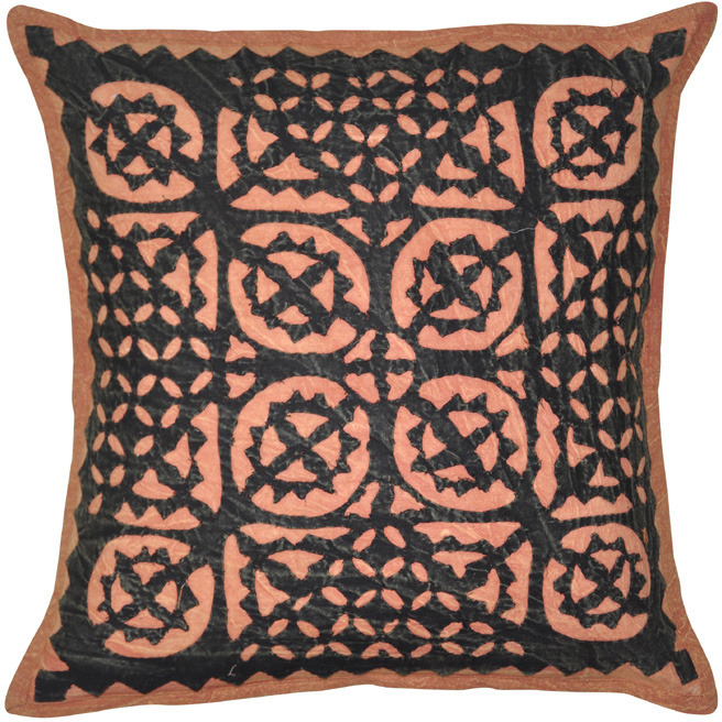 40 Cm Indian Cut Work Cushion Covers Pair Mirror Designer Orange Pillowcases 2 Pc