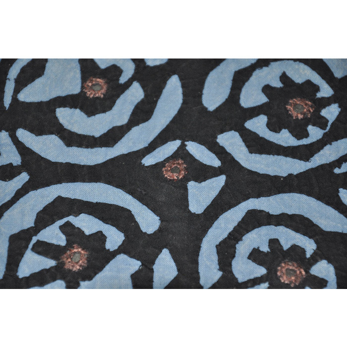 Indian Cut Work Cushion Covers Mirror Designer Blue Cotton Pillowcases Pair 40 Cm