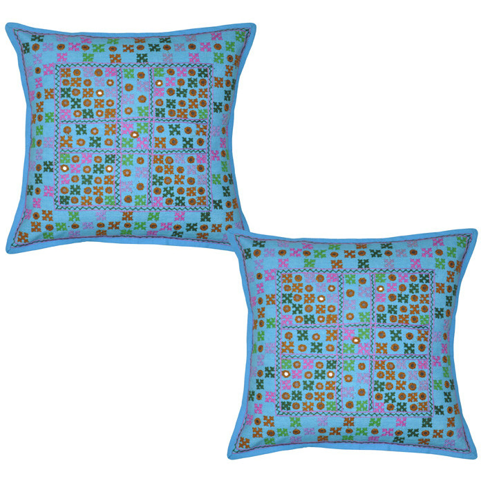 New Indian Mirror Embroidery Design Cushion Cover Pillow Covers Throw 16'' Gift