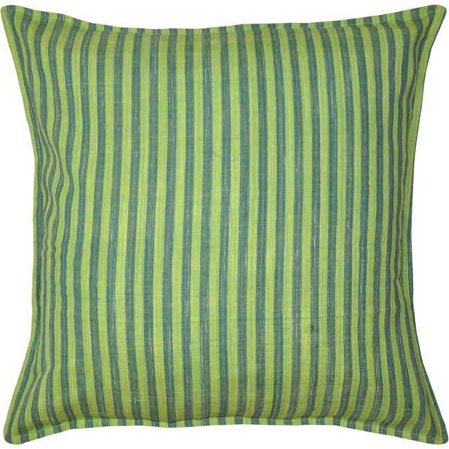 16 Inch Green Cushion Covers Pair Striped Printed Cotton Retro Ethnic Pillow Cases