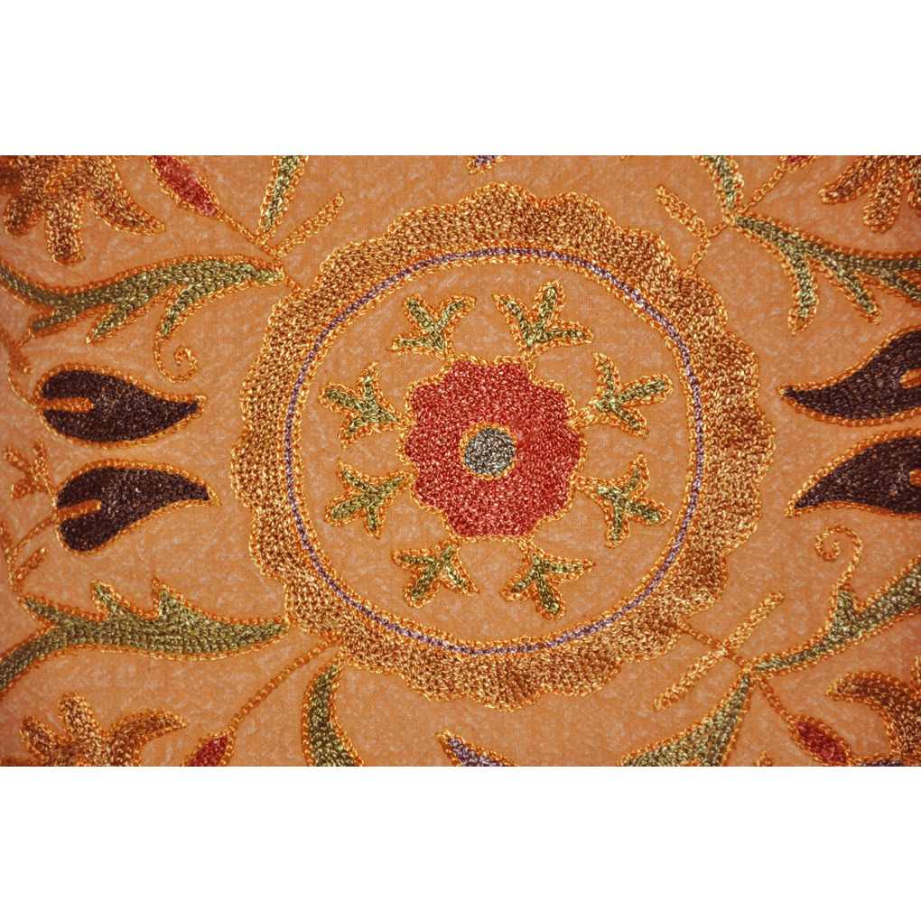 Vintage Retro Cushion Covers Set Of 2 Pc Floral Embroidered Orange Pillowcases