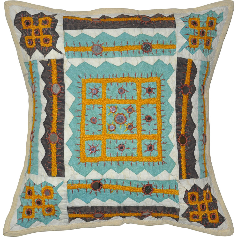 Indian Embroidered Cotton Cushion Cover Pillow Cases Throw 16'' Decorative Gift