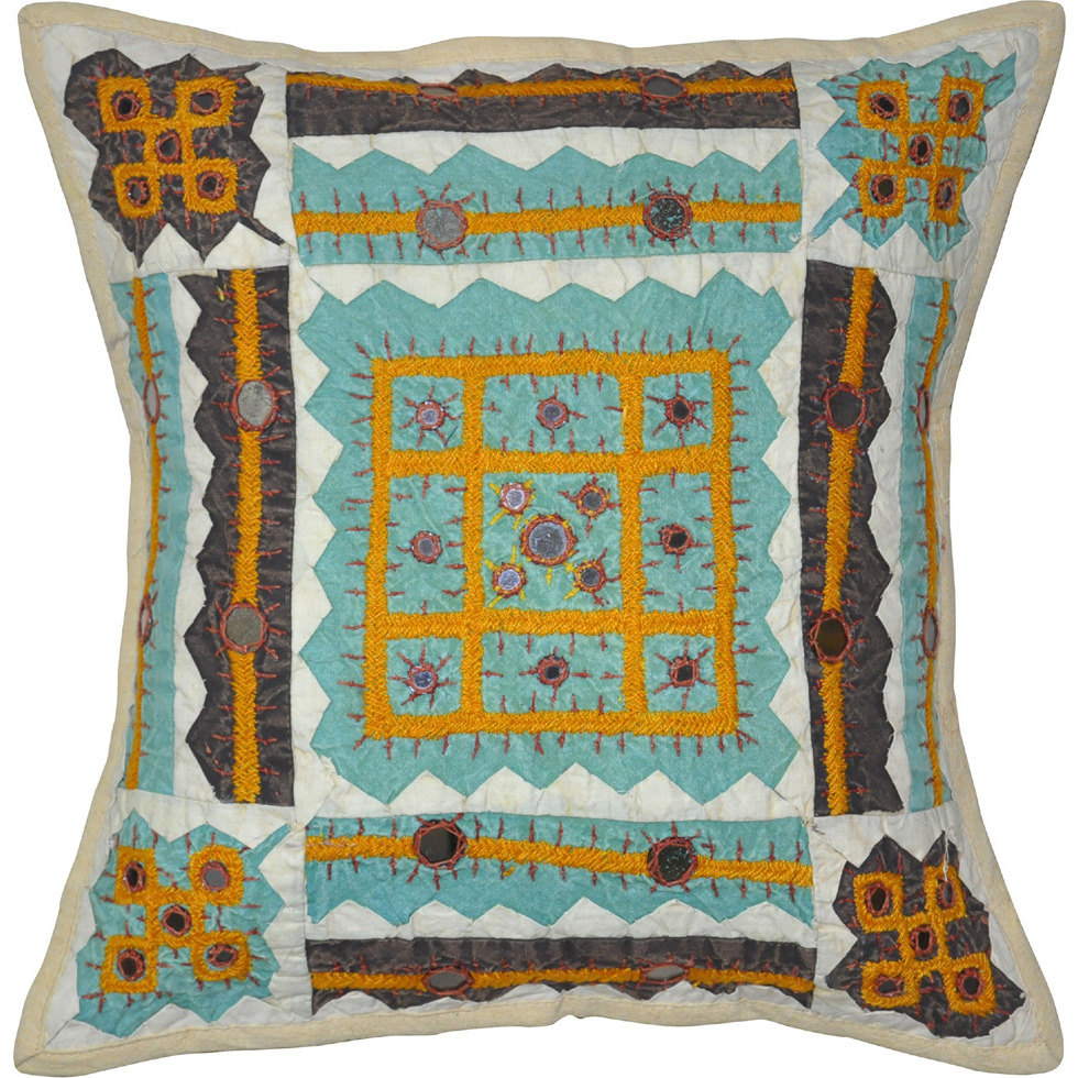 Indian Embroidered Cotton Cushion Cover Pillow Cases Throw 16'' Decorative Gift