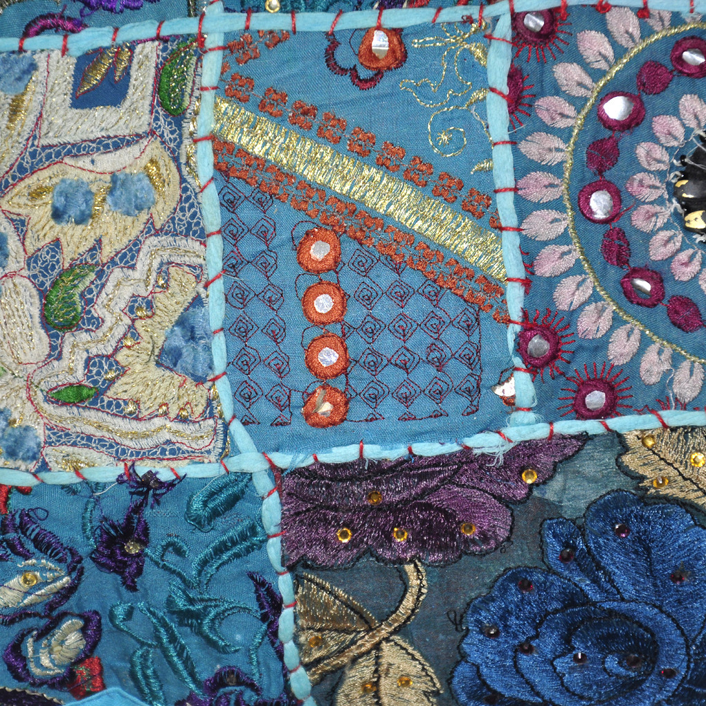 Indian Embroidered Patchwork Living Room Cushion Cover Pair 40 X 40 Cm