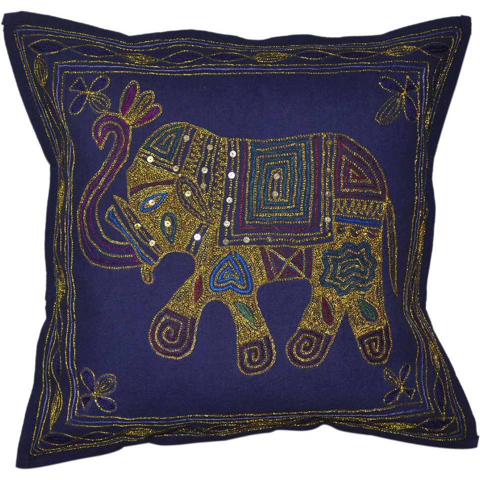 Indian Decorative Cushion Cover Embroidered Pillow Case 40 X 40 Cm