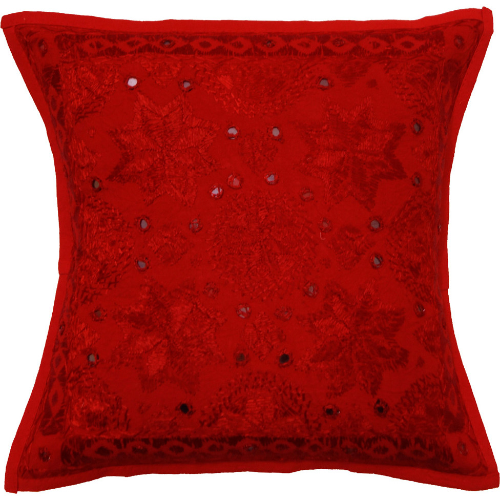 Vintage Cushion Cover Embroidered Cotton Pillowcase 40 X 40 Cm