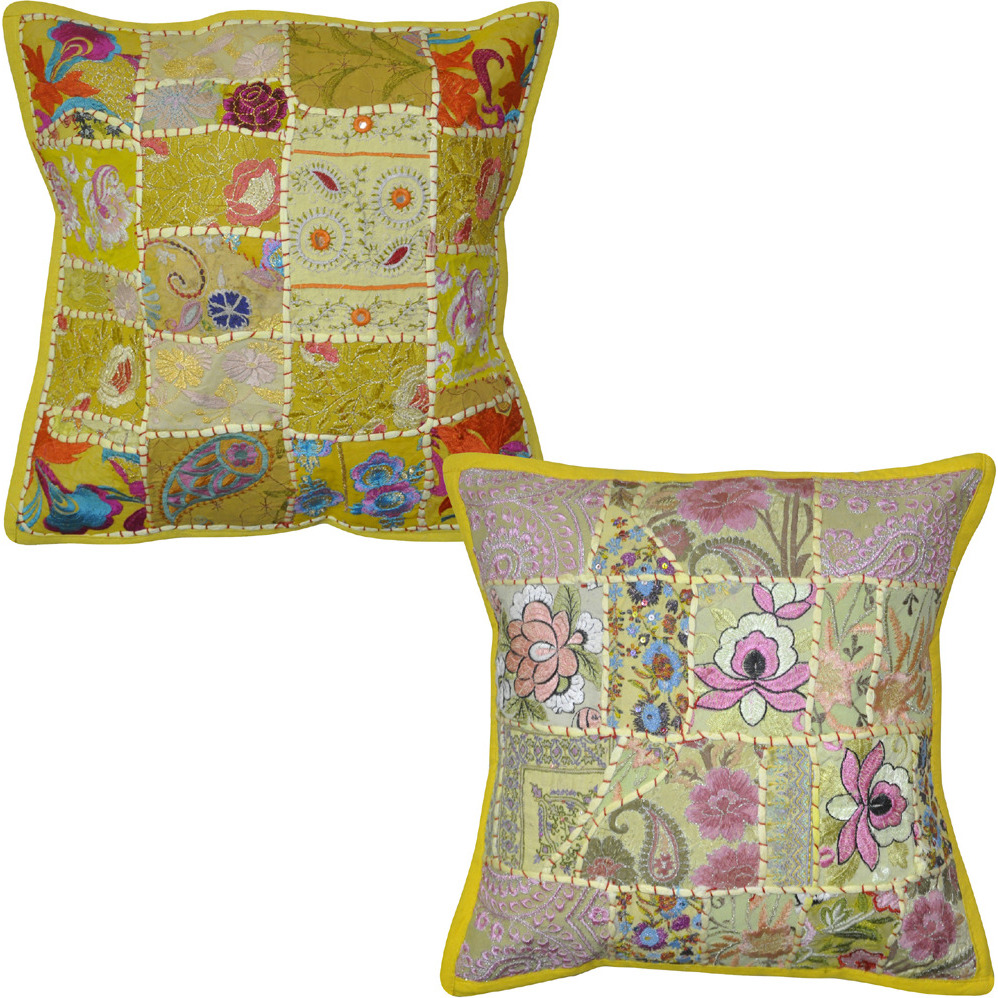 Indian Khambadiya Patchwork Cotton Throw Cushion Cover