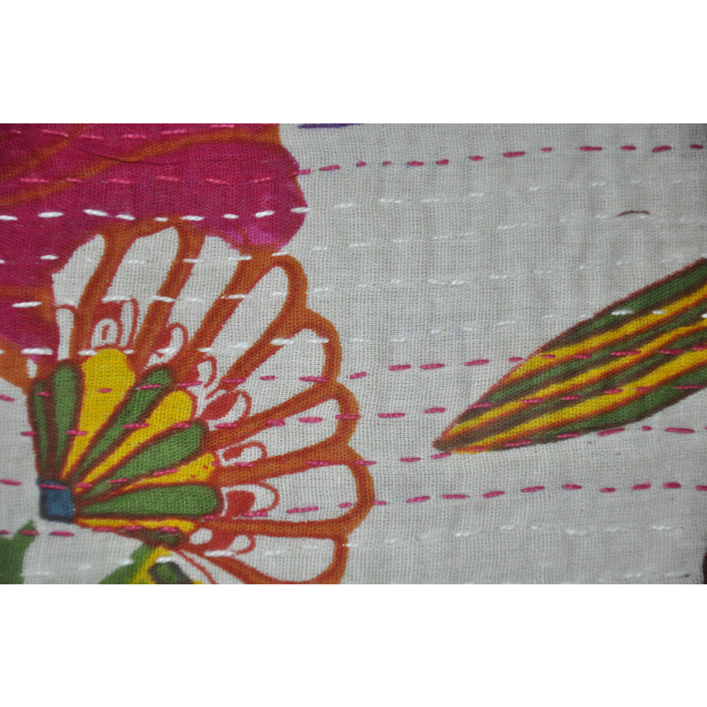 Indian Home Decorative Pillow Cases Cover Block Printed Kantha Work Design 16