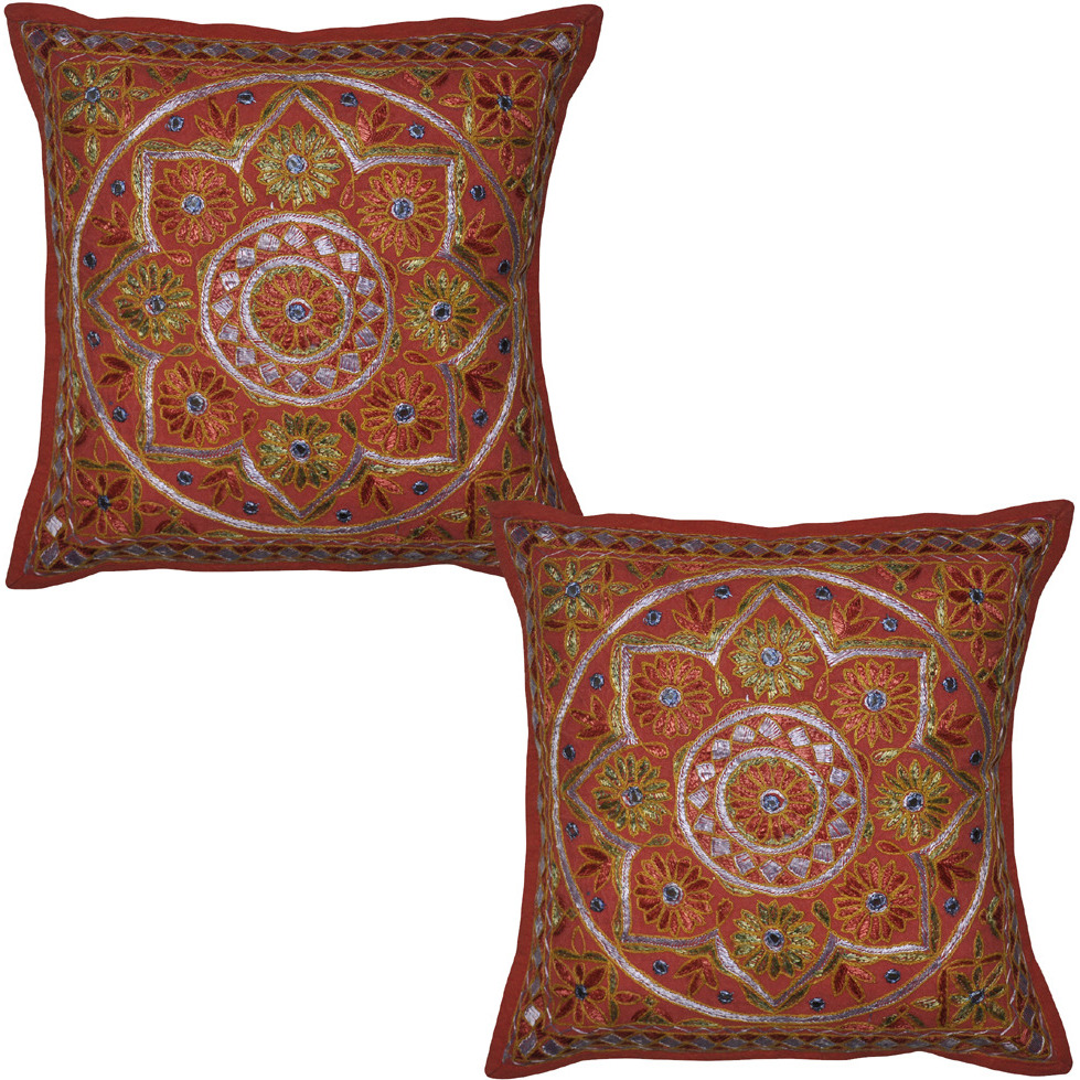 41 Cm Embroidered Cotton Cushion Covers Red Home Decor Cotton Pillow Cases Throw