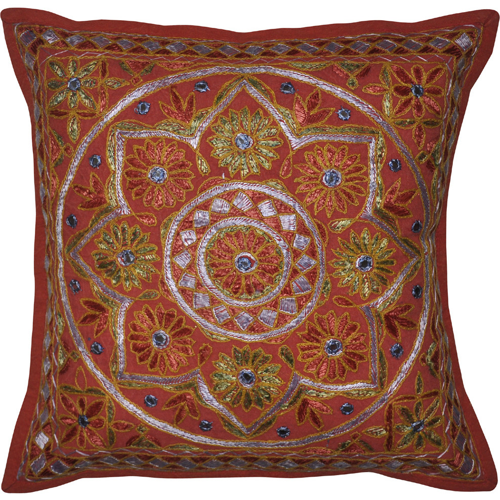 41 Cm Embroidered Cotton Cushion Covers Red Home Decor Cotton Pillow Cases Throw