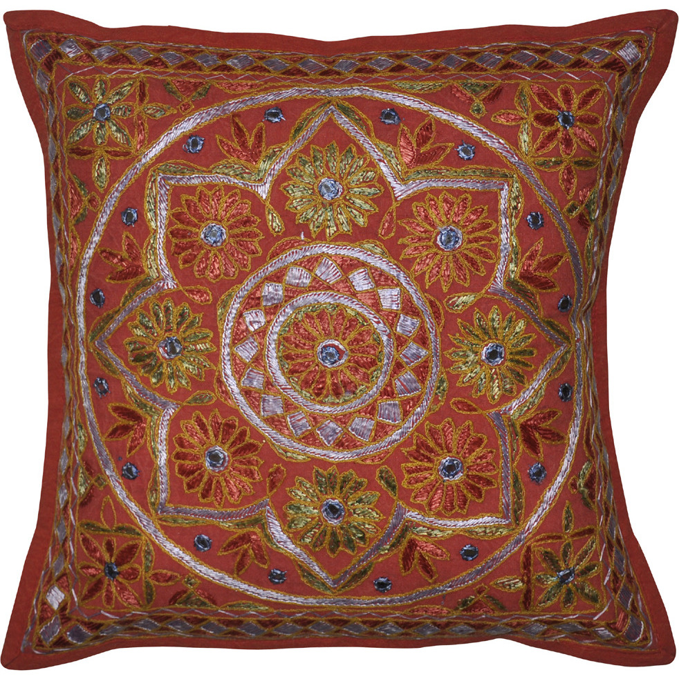 41 Cm Embroidered Cotton Cushion Covers Red Home Decor Cotton Pillow Cases Throw