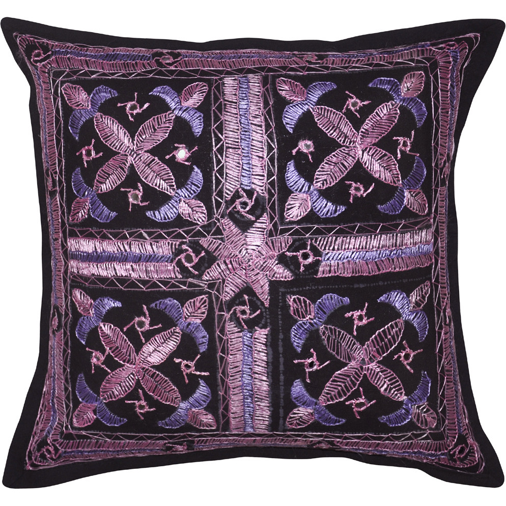 Home Decor Traditional Embroidery Mirror Work Design Cushion Cover 41 X 41 Cm