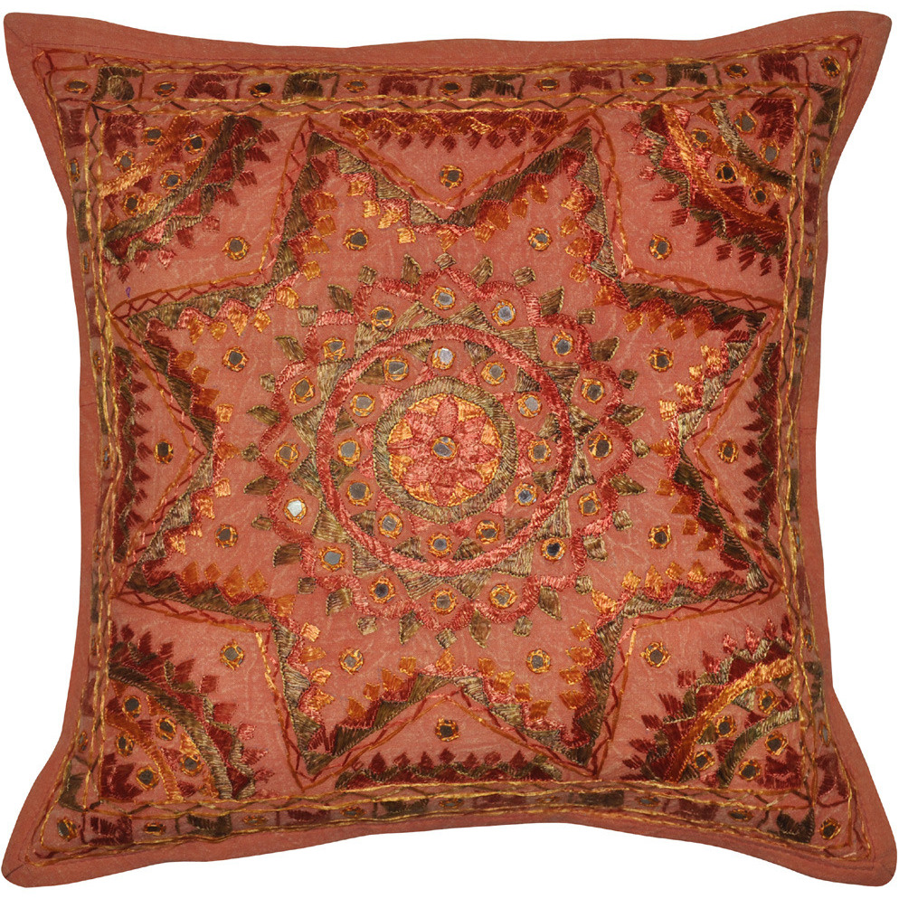 Lalhaveli Handmade Embroidered Work Design Indian Cotton Cushion Cover 41 X 4