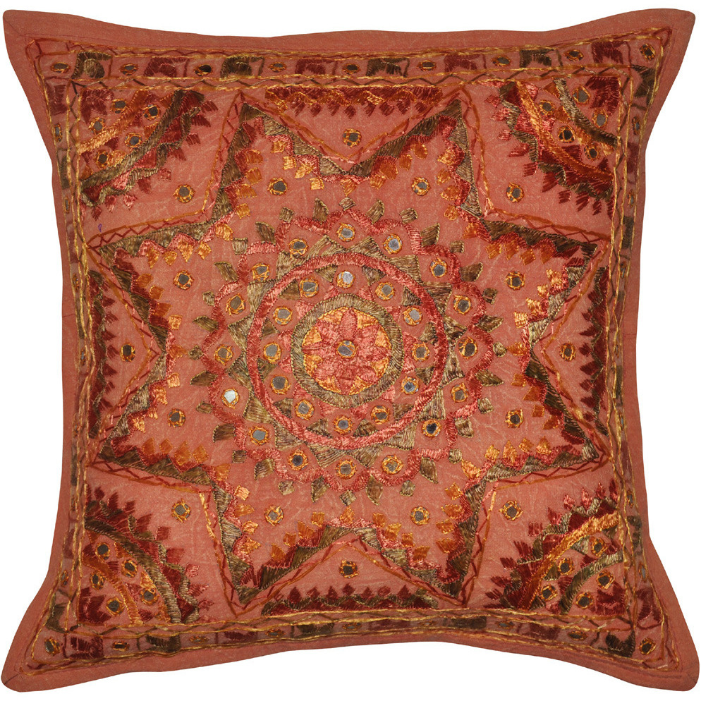 Lalhaveli Handmade Embroidered Work Design Indian Cotton Cushion Cover 41 X 4
