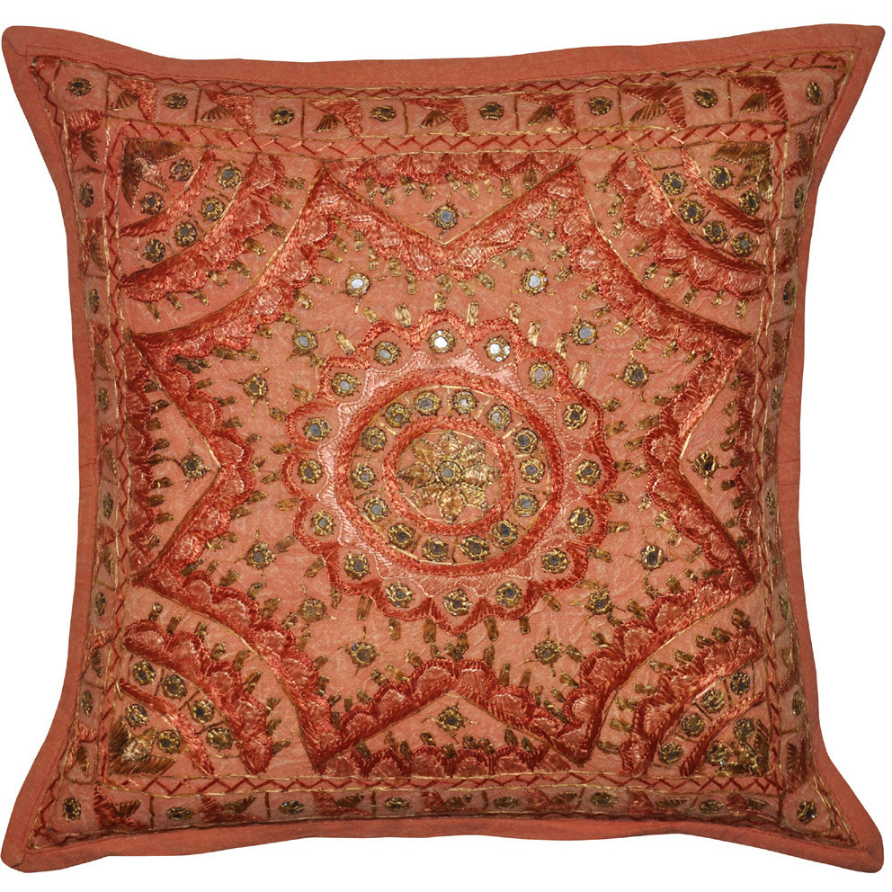 Lalhaveli Handmade Embroidered Work Design Indian Cotton Cushion Cover 41 X 4